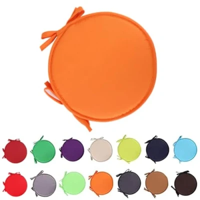 Image of YOUGANG 2 Pack Indoor/Outdoor Chair Seat Pads with Ties,30/38cm Round Cushions Garden Patio Cushions,Non Slip Stool Pad (Orange,38cm)