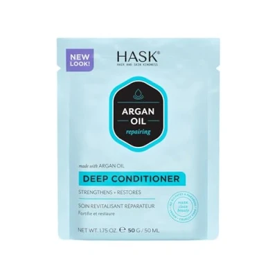 Image of HASK Argan Oil Deep Conditioner Treatment for all hair types, colour safe, gluten free, sulfate paraben free 1 50mL Packette