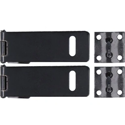 Image of 2X Small Black Hasp &amp; Staples to Be Used in Conjunction with A Padlock
