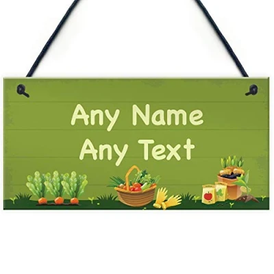 Image of RED OCEAN Garden Sign Personalised Hanging Plaque Summer House Allotment Greenhouse