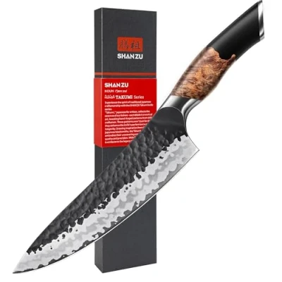 Image of SHAN ZU Japanese Kitchen Knife Hand Forged Chef 20cm 7 Layers High Carbon Professional Utility Knives 9Cr18Mov Stainless Steel Sharp Cooking Gyuto with Maple Wood Handle