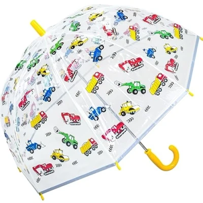 Image of Papootz Childrens Dome Canopy Umbrella Reflective Strip Yellow Handle Transport Print Kids School