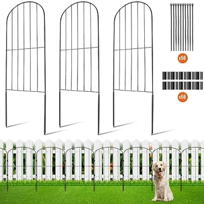 Image of VEVOR 610x330 28 Dig 24&#039;&#039;(H) x13&#039;&#039;(L) Animal Barrier, Underground Decorative Garden 2 inch Spike Spacing, Metal Dog Fence for The Yard and Outdoor Patio, Pack, Black, 61cm(H) x9.2m(L)