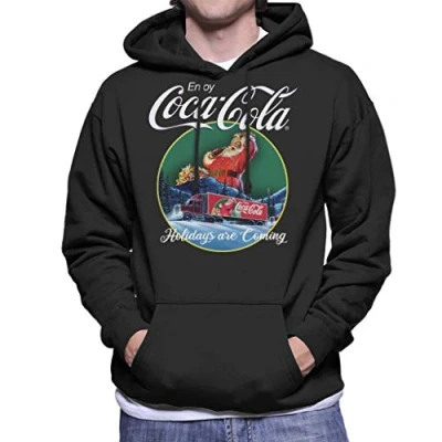 Image of Coca Cola Holidays are Coming Truck Men&#039;s Hooded Sweatshirt Cherry Red