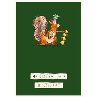 Image of Go Nuts Squirrel Birthday Greeting Card Ling Wilf &amp; Alfie Range Cards GH1066