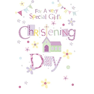 Image of Baby Girl Christening Day Greeting Card 20 x 14 cm Very Special Occasion Congratulations
