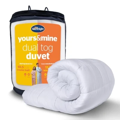 Image of Silentnight Yours &amp; Mine Duvet Dual Tog All Season Quilt Designed for Couples with 10.5 and 13.5 Halves Hypoallergenic Machine Washable Double