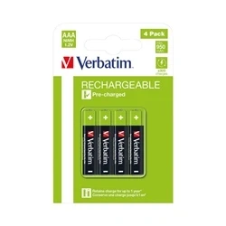 Image of Verbatim AAA Rechargeable Batteries 4 Pack