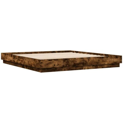 Image of vidaXL Bed Frame with LED without Mattress Smoked Oak 180x200 cm Super King