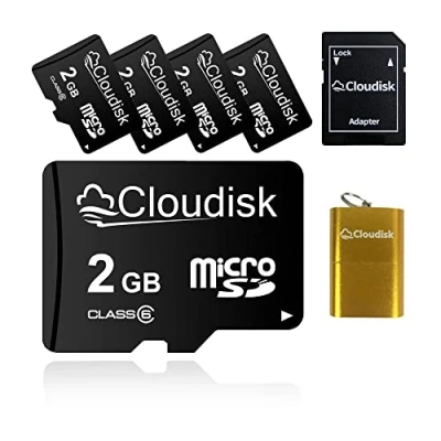 Image of Cloudisk 5 Pack 2 GB Micro SD Card with MicroSD Adapter Reader Memory Bulk Sale (5Pack 2GB)