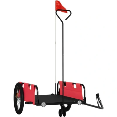 Image of vidaXL Bike Trailer Red and Black Oxford Fabric Iron
