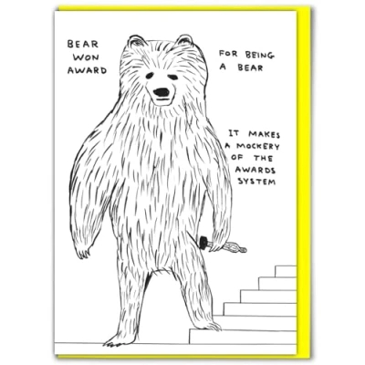 Image of Brainbox Candy Official David Shrigley Funny Birthday Cards Humorous Happy ‘Bear Award’ Perfect For Best Friends Mates Him Sold Exclusively