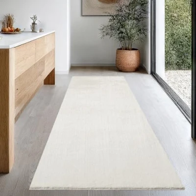 Image of the carpet Relax Rug, Modern, Fluffy, Short Pile, Non Slip Underside, Washable up to 30C, Super Soft, Fur Look, Cream, 80 x 300 cm