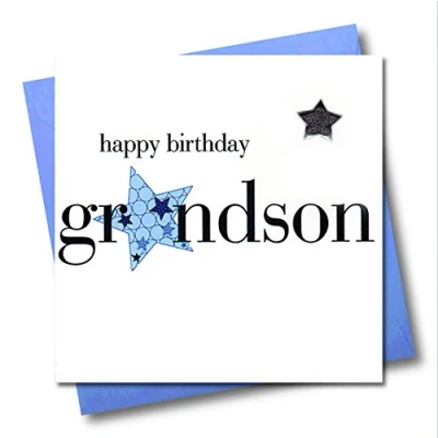 Image of Claire Giles Hearts and Stars Happy Birthday Grandson Card