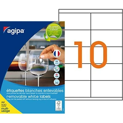 Image of Agipa 101624 Multi Use enlevable Rights Corners Pack of 1000 Labels 105 x 57 mm White
