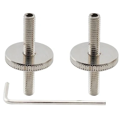 Image of Musiclily Pro Metric Sized M4 ABR 1 Tune o matic Bridge Posts and Thumbwheels for Epiphone Les Paul Style Guitar, Nickel (Set of 2)