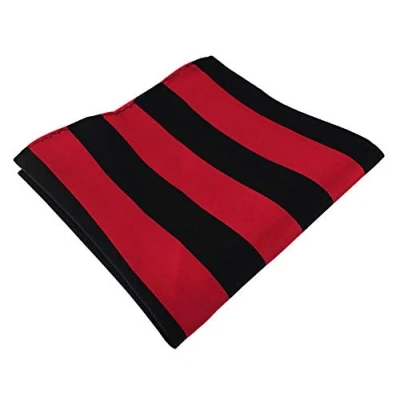 Image of TigerTie Designer silk pocket handkerchief in red traffic black striped square 100% size 30 x cm