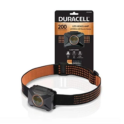 Image of Duracell 200 Lumen LED Headlamp Comfortable and Ultra Strong Design with 3 Modes AAA Batteries Included. Great for in Door &amp; Out Use