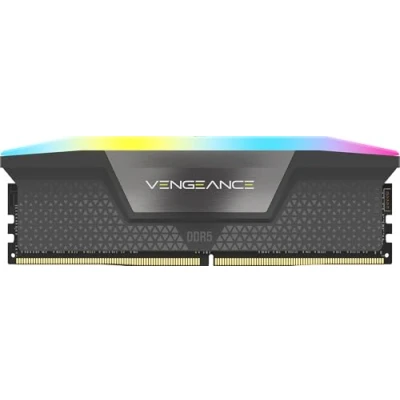 Image of CORSAIR VENGEANCE RGB DDR5 RAM 16GB (1x16GB) 5200MHz CL40 40 77 1.25V AMD EXPO Intel XMP 3.0 Desktop Computer Memory Grey (CMH16GX5M1B5200Z40)