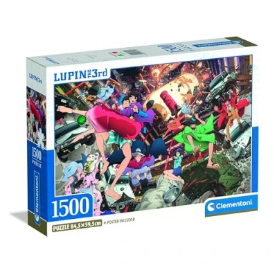 Image of Clementoni 31749 Anime Puzzle 1500 Pieces for Adults and Teenagers, Lupin 3 Illustration with Poster Included, Special Series, Gift Idea, Men, Made in Italy, 84.5 x 59.4 cm