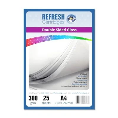 Image of Refresh Cartridges Double Sided Glossy A4 Professional Very Thick Inkjet Photo Paper/Card 300gsm 25 Sheets