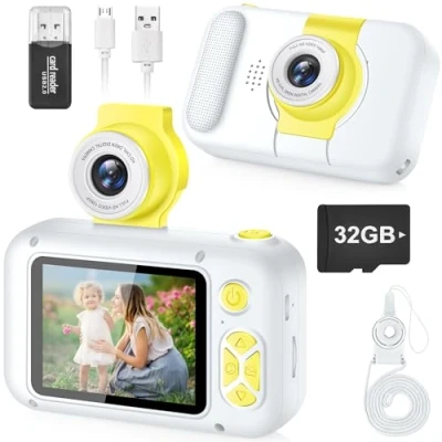 Image of Kids Camera,ARNSSIEN Camera for Kids,2.4in IPS Screen Digital Camera,180Flip Lens Camera,Children Selfie with Playback Game,Christmas/Birthday Gift 3 4 5 6 7 8 9 10 Year Old Girl Boy