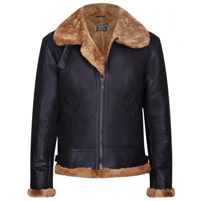 Image of Men&#039;s Aviator Ginger Brown B3 Real Shearling Sheepskin Leather Bomber Flying Jacket 2XL