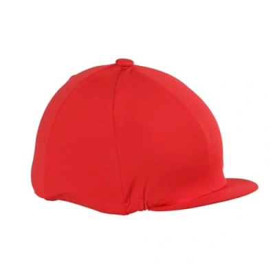 Image of Shires Stretch Skull Hat Cover, Silk in Red. Onesize