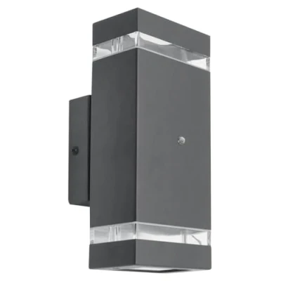 Image of Long Life Lamp Company Outdoor Dusk Till Dawn Wall Light Up Down IP44 Anthracite Black Automatic Sensor ZLC374DTD