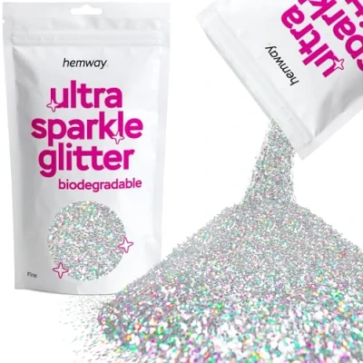Image of Biodegradable Glitter Silver Holographic Ultra Sparkle Eco Friendly Plant Based Bio Fine for Face Body Hair Craft Resin Festival Makeup Eyeshadow 100g / 3.5oz