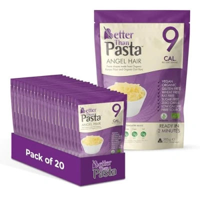 Image of Better Than Pasta Angel Hair (Pack Of 20, 385g Each) Zero Carbohydrate Made from Organic Konjac Flour Keto Paleo Diet and Vegan Sugar Low Calorie Food