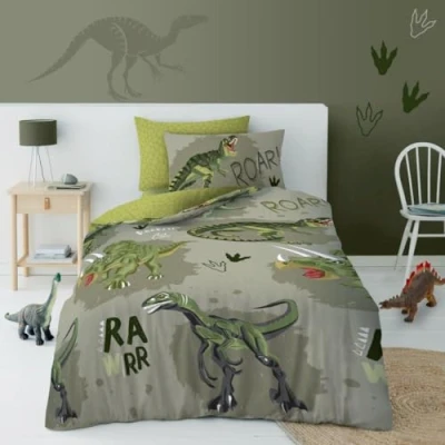 Image of GC GAVENO CAVAILIA Dinosaur Duvet Cover Set Breathable Quilt Covers Polycotton Reversible Bedding with Pillowcase Kids Comforter Bed (135 x 200 cm)