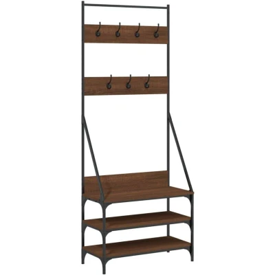 Image of vidaXL Clothes Rack with Shoe Storage Brown Oak 72x34x184 cm
