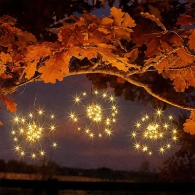 Image of Garden Mile Solar string Lights Outdoor LED 3.8m waterproof decorations for indoor Balcony Patio, Gazebo and Wedding Décor (Triple Starburst Light)