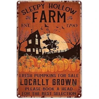 Image of Bonoff Sleepy Hollow Farm Beer Ationes Vintage Decor Poster Wall Art Metal Sign 8X12 Inches