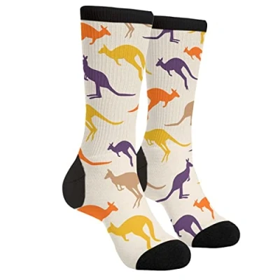 Image of Unisex Socks Kangaroo Running Funny Crew Dress For Men Women