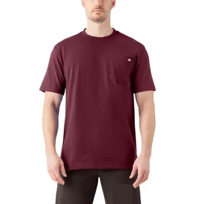 Image of Dickies Men&#039;s Heavyweight Crew Neck Short Sleeve Tee Big Tall T Shirt, Burgundy, XL