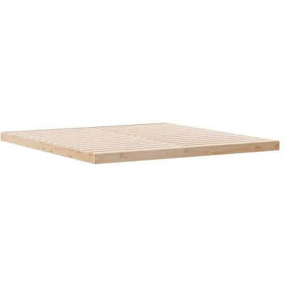 Image of vidaXL Wood Bed Frame 200x220 cm Solid Pine, Minimalist Bedroom Furniture, Robust Rectangular Structure, Beige Finish
