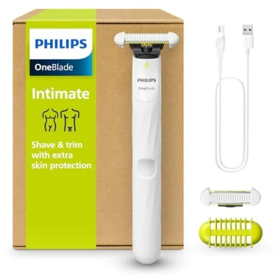 Image of Philips OneBlade Intimate, Designed for Pubic Grooming, Trim and Shave with Extra Skin Protection, Model QP1924/30