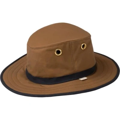 Image of Tilley Hats TWC7 Waxed Cotton Outback Hat Tan Navy 7 3/8
