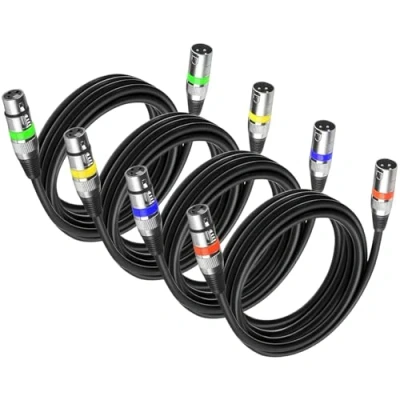 Image of 4Pack 3 Pin Dmx Cable Lighting Cable, Cables 3m 10ft Female to Male XLR Mic Leads Wire for Stage Lights or DJ Mixer System Signal Connection