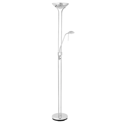 Image of National Lighting Mother and Child Uplighter Floor Lamp with Reading Light Silver Chrome Finish Lamps for Living Room R7s/G9 Bulbs (Not Included)