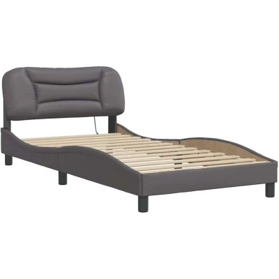 Image of vidaXL Bed Frame with LED without Mattress &quot;Hvar&quot; Grey 100x200 cm