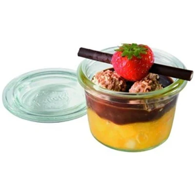 Image of APS 12 Original WECK jars with lid, Ø 6 cm, H: 5,5 mini tumbler glass preserving jar, decoration glass, dessert storage dishwasher safe, capacity 80ml