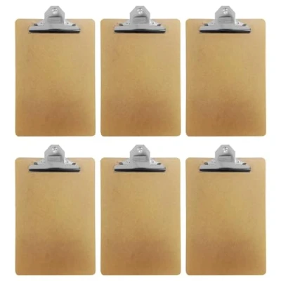 Image of Pack of 6 Janrax Foolscap MDF Clipboards with Butterfly Clip (A4 Plus)