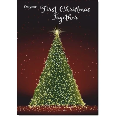 Image of doodlecards 1st First Christmas Together Card Green Tree Medium Size for with Plain Envelope