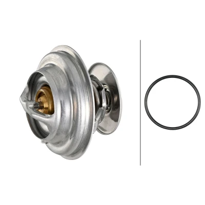 Image of 609731 Engine thermostat HELLA 8MT 354 778 401 83C with gaskets/seals MERCEDES BENZ: Vario Platform / Chassis