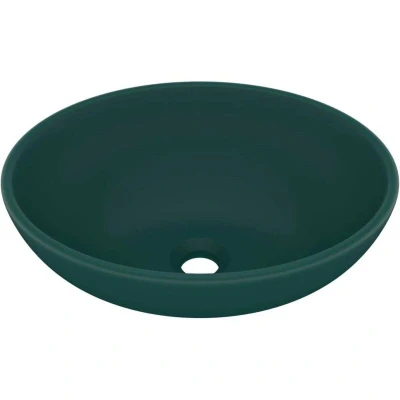Image of vidaXL Luxury Basin Oval shaped Matt Dark Green 40x33 cm Ceramic