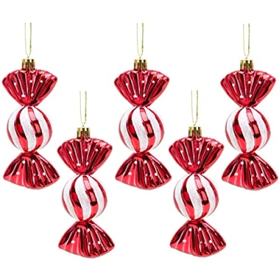 Image of Christmas Concepts® Pack of 5 110mm Large Sweet Shaped Baubles Shiny &amp; Glitter Decorated (Turquoise)
