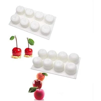 Image of 2 Pcs 3D Fruit Pear Cherry Lemon Silicone Cake Molds, Baking Mousse Decorative Mould, Dessert Muffin Chocolate Jelly DIY Bakeware Pan,Cake Pop Mold Tray